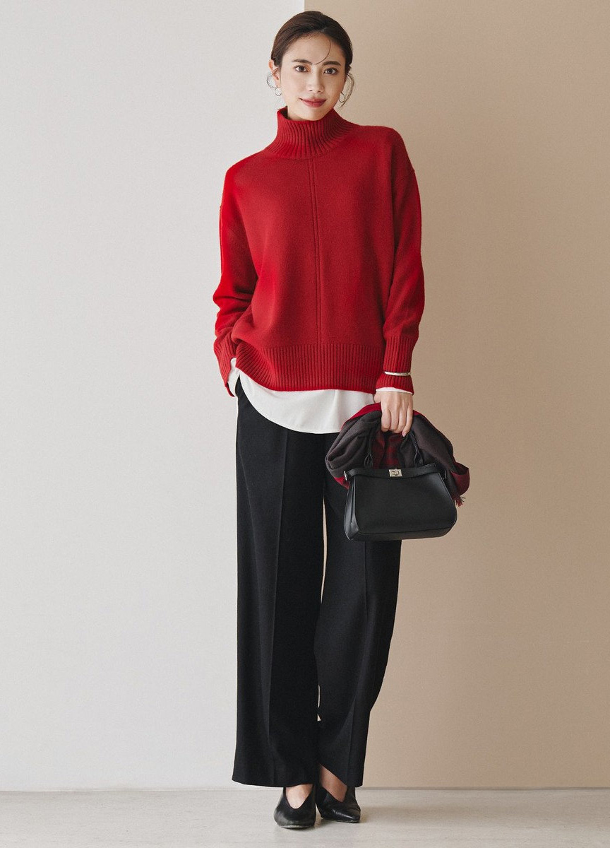 輕柔喀什米爾混紡高領上衣